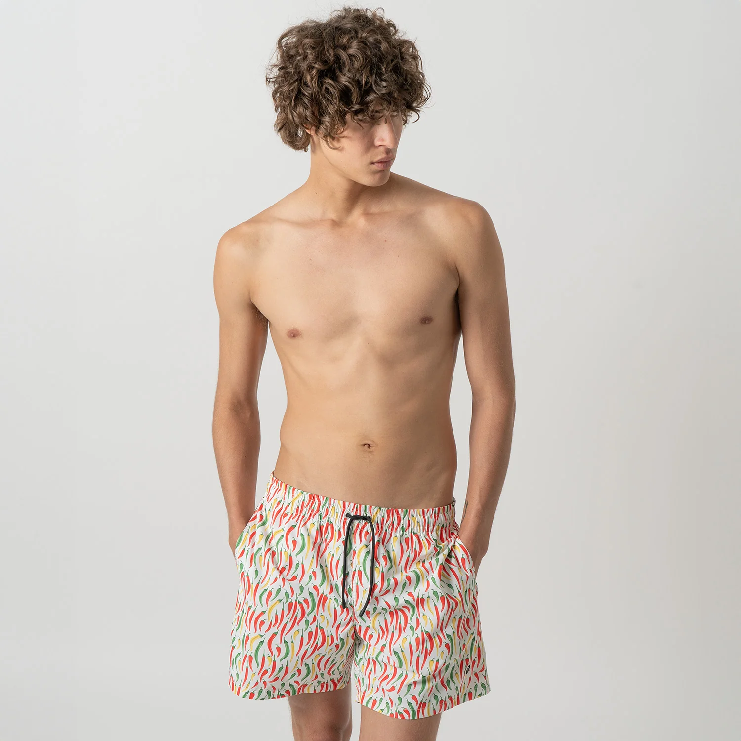 Chillies Swim Shorts - White Red - Image 3