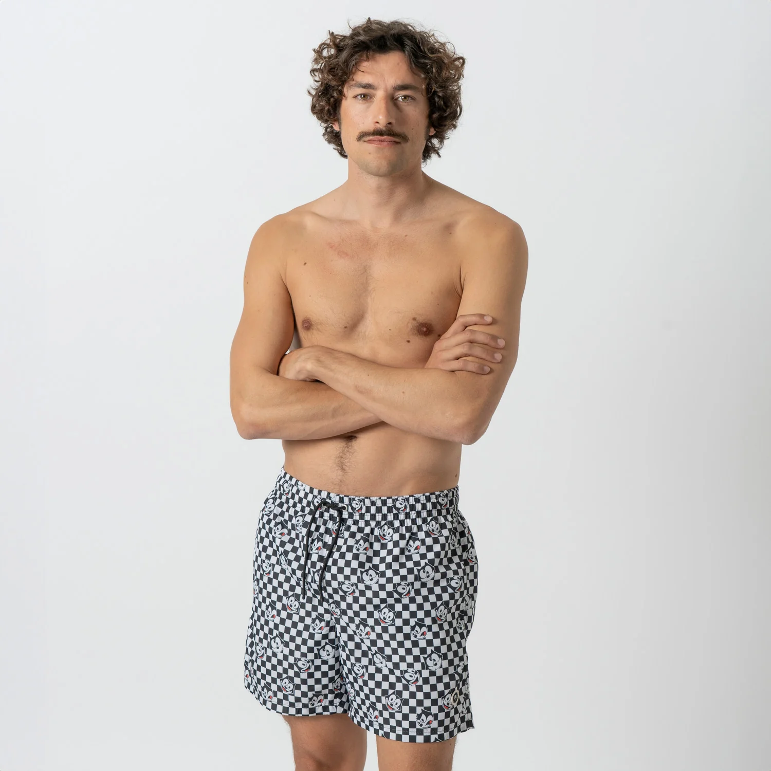 Felix Check Swim Shorts - Black White - Image 3