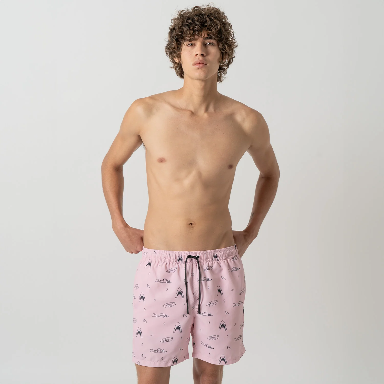 Shark and Swimmer Swim Shorts - Pink - Image 3