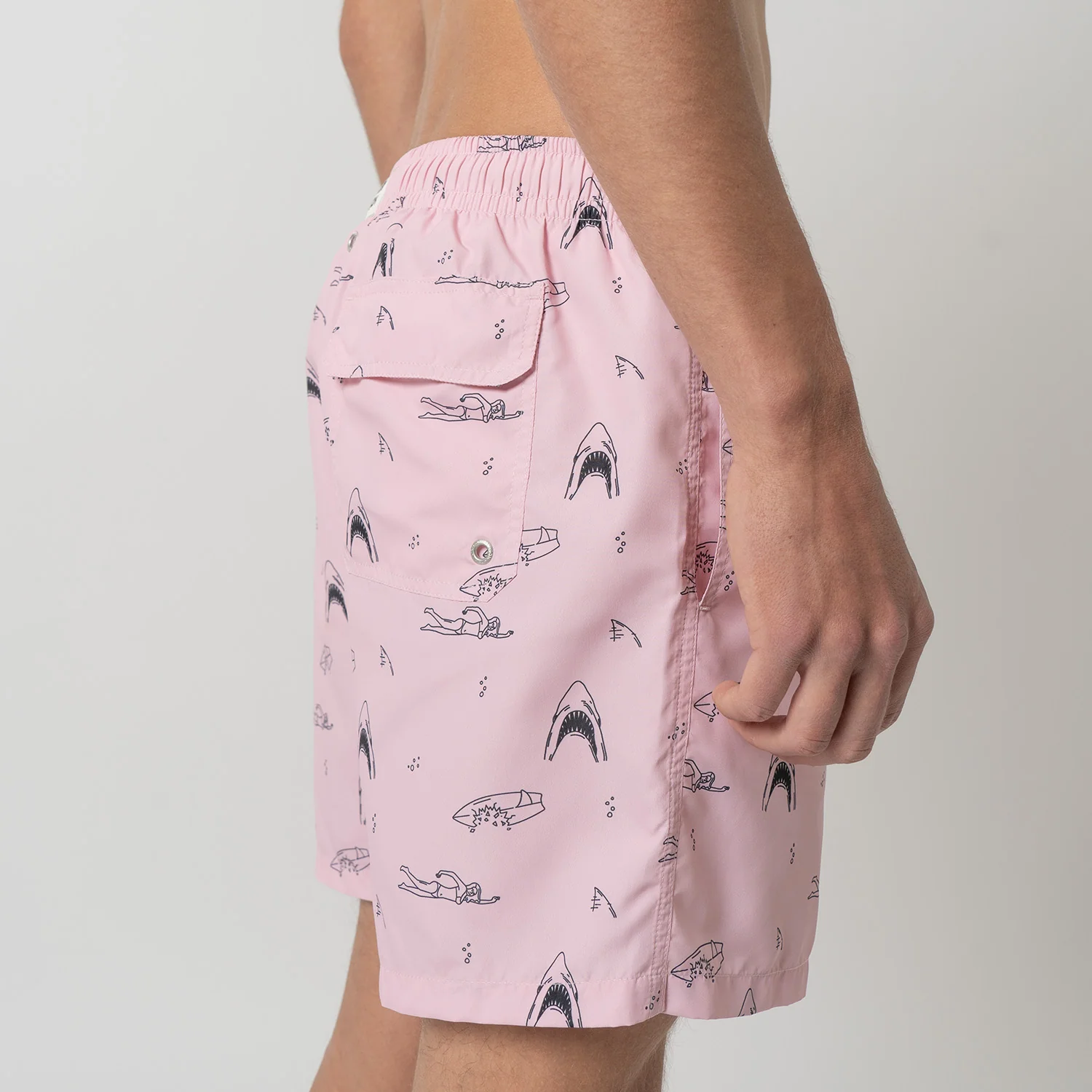 Shark and Swimmer Swim Shorts - Pink - Image 5