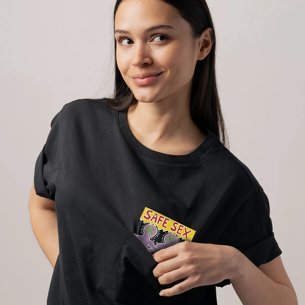 Keith Haring Safe Sex Pocket Tee - Black - Image 8